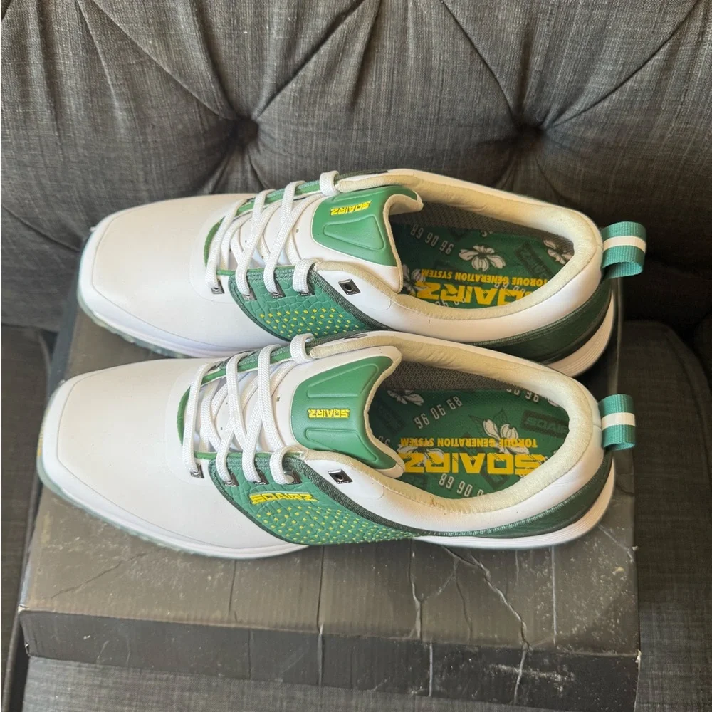NWT SQAIRZ Limited Edition Augusta Arrow Green and White Golf Shoes, men’s 11.5 - Picture 2 of 11